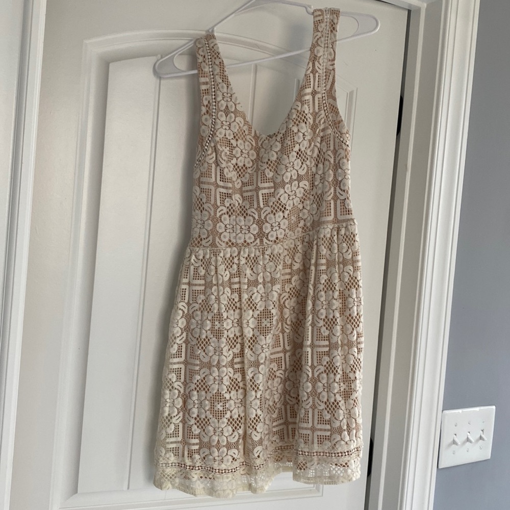 Cream and tan dress